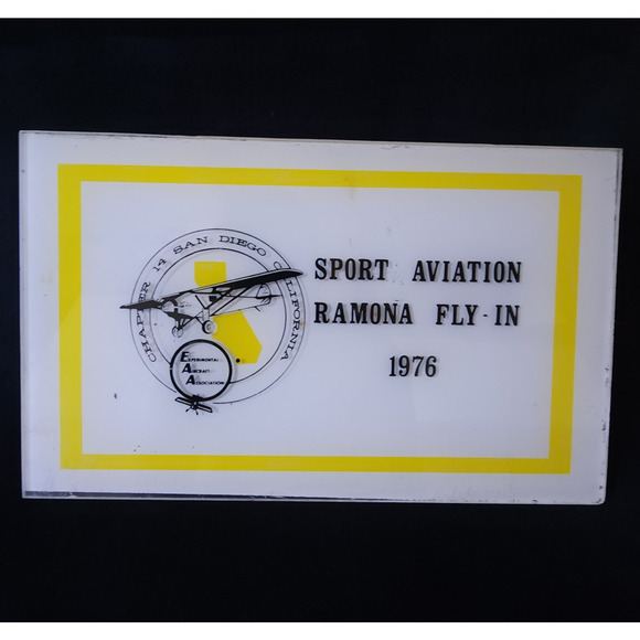 Vintage Rare 1976 Sport Aviation Ramona Fly-In Plaque Sign 14 San Diego CA EAA - Picture 1 of 6